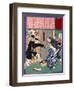 Ukiyo-E Newspaper: a Young Geisha Ofuta Almost Got Arrested to Expose Sing Herself-Yoshitoshi Tsukioka-Framed Giclee Print