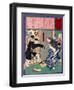 Ukiyo-E Newspaper: a Young Geisha Ofuta Almost Got Arrested to Expose Sing Herself-Yoshitoshi Tsukioka-Framed Giclee Print