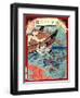 Ukiyo-E Newspaper: a Young Girl Yasu Being Rescued from a Water by a Ferryman-Yoshiiku Ochiai-Framed Giclee Print