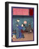 Ukiyo-E Newspaper: an Attempted Double Suicide of Kamekichi and a Working Girl Kogiku-Yoshitoshi Tsukioka-Framed Giclee Print