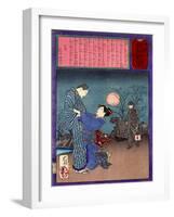 Ukiyo-E Newspaper: an Attempted Double Suicide of Kamekichi and a Working Girl Kogiku-Yoshitoshi Tsukioka-Framed Giclee Print