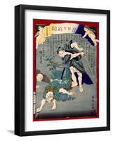 Ukiyo-E Newspaper: Burglars Was Put to Rout by a Skilled Sword-Yoshiiku Ochiai-Framed Giclee Print