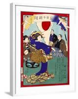 Ukiyo-E Newspaper: Geisha Dance at Celebration Reception for Peace Conference with China-Yoshiiku Ochiai-Framed Giclee Print