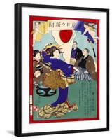 Ukiyo-E Newspaper: Geisha Dance at Celebration Reception for Peace Conference with China-Yoshiiku Ochiai-Framed Giclee Print