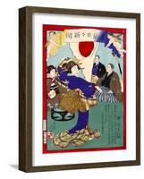 Ukiyo-E Newspaper: Geisha Dance at Celebration Reception for Peace Conference with China-Yoshiiku Ochiai-Framed Giclee Print