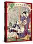 Ukiyo-E Newspaper: Geisha Yoarashi Okinu and Kabuki Actor Rikaku's Affaire Led to Muder-Yoshiiku Ochiai-Stretched Canvas