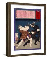 Ukiyo-E Newspaper: Infamous Burglar Masakichi Kobayashi Got Arrested-Yoshitoshi Tsukioka-Framed Giclee Print