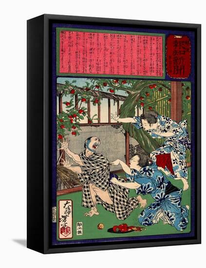 Ukiyo-E Newspaper: Jealous Wife Killed Her Husband-Yoshitoshi Tsukioka-Framed Stretched Canvas