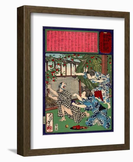 Ukiyo-E Newspaper: Jealous Wife Killed Her Husband-Yoshitoshi Tsukioka-Framed Giclee Print