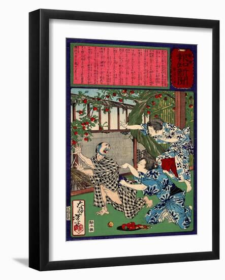 Ukiyo-E Newspaper: Jealous Wife Killed Her Husband-Yoshitoshi Tsukioka-Framed Giclee Print