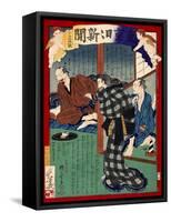 Ukiyo-E Newspaper: Onaka Poisoned Her Husband after Having an Affaire with His Employee-Yoshiiku Ochiai-Framed Stretched Canvas