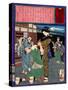 Ukiyo-E Newspaper: Renowned Swordswoman Hanako Miyamoto Punishes a Drunkard-Yoshitoshi Tsukioka-Stretched Canvas