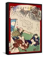 Ukiyo-E Newspaper: Toyotaro Umemura Caught a Raccoon That Disguised as a Monster-Yoshiiku Ochiai-Framed Stretched Canvas