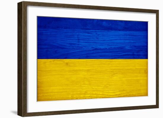 Ukraine Flag Design with Wood Patterning - Flags of the World Series-Philippe Hugonnard-Framed Art Print