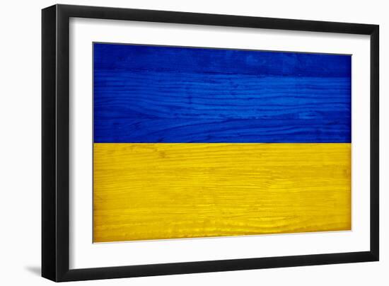 Ukraine Flag Design with Wood Patterning - Flags of the World Series-Philippe Hugonnard-Framed Art Print