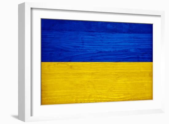 Ukraine Flag Design with Wood Patterning - Flags of the World Series-Philippe Hugonnard-Framed Art Print