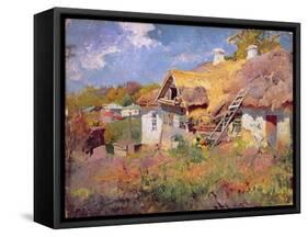 Ukrainian Cottages, 1906-Petr Levchenko-Framed Stretched Canvas