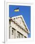 Ukrainian Flag Atop Classical Architecture, Kiev, Ukraine, Europe-Christian Kober-Framed Photographic Print