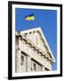 Ukrainian Flag Atop Classical Architecture, Kiev, Ukraine, Europe-Christian Kober-Framed Photographic Print