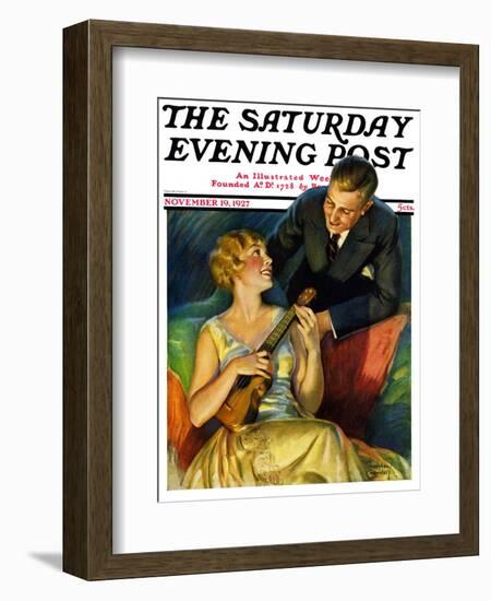 "Ukulele Baby," Saturday Evening Post Cover, November 19, 1927-Bradshaw Crandall-Framed Giclee Print