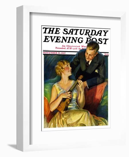 "Ukulele Baby," Saturday Evening Post Cover, November 19, 1927-Bradshaw Crandall-Framed Giclee Print