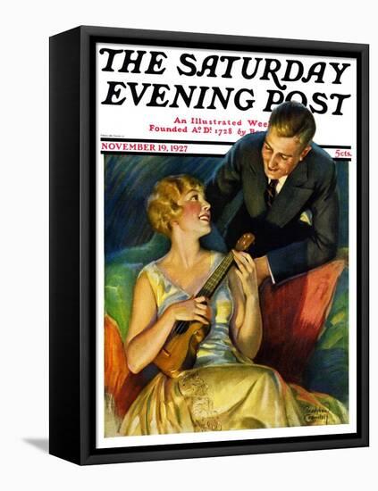 "Ukulele Baby," Saturday Evening Post Cover, November 19, 1927-Bradshaw Crandall-Framed Stretched Canvas