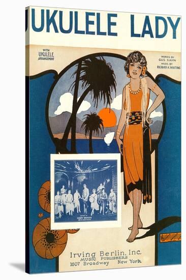 Ukulele Lady, Sheet Music, Art Deco-null-Stretched Canvas