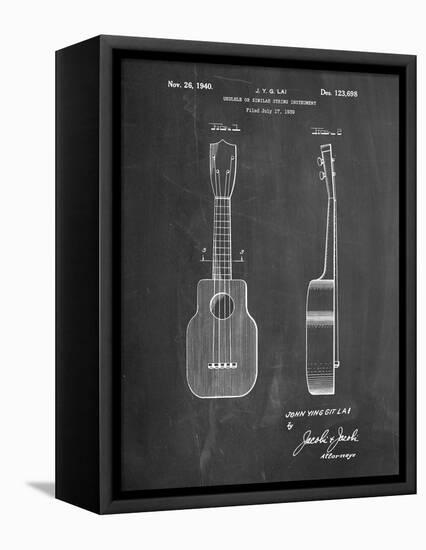Ukulele Patent-Cole Borders-Framed Stretched Canvas