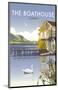 Ullswater Boathouse - Dave Thompson Contemporary Travel Print-Dave Thompson-Mounted Giclee Print