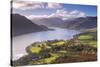 Ullswater from Gowbarrow Fell, Lake District National Park, Cumbria, England. Autumn-Adam Burton-Stretched Canvas