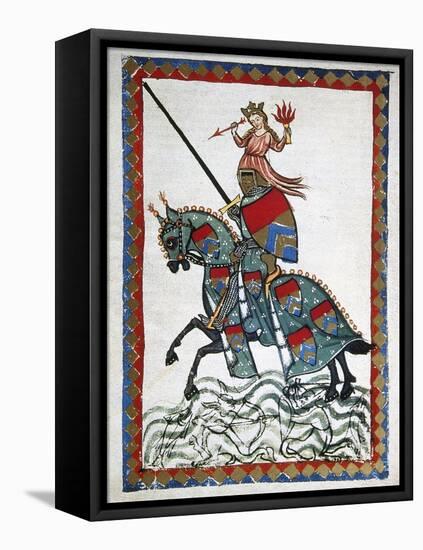 Ulrich Von Liechtenstein (1200 1278) on a Trip. Codex Manesse (Ca.1300)-null-Framed Stretched Canvas