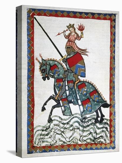 Ulrich Von Liechtenstein (1200 1278) on a Trip. Codex Manesse (Ca.1300)-null-Stretched Canvas