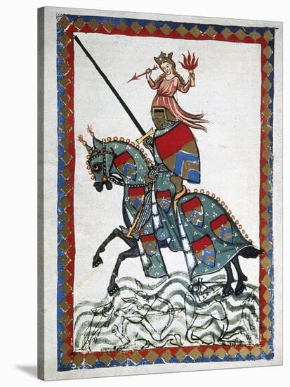 Ulrich Von Liechtenstein (1200 1278) on a Trip. Codex Manesse (Ca.1300)-null-Stretched Canvas
