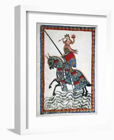 Ulrich Von Liechtenstein (1200 1278) on a Trip. Codex Manesse (Ca.1300)-null-Framed Giclee Print