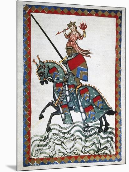 Ulrich Von Liechtenstein (1200 1278) on a Trip. Codex Manesse (Ca.1300)-null-Mounted Giclee Print