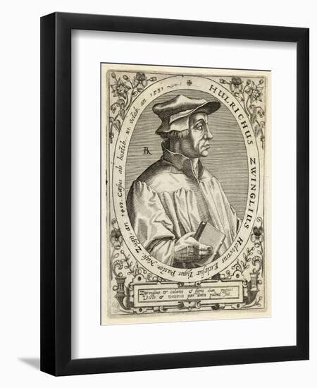 Ulrich Zwingli Swiss Religious Reformer-Theodor de Bry-Framed Art Print