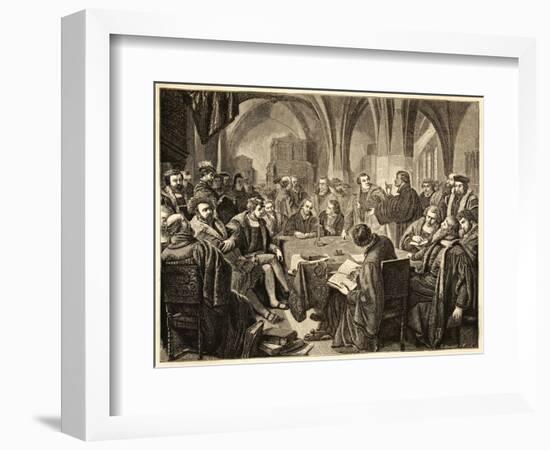 Ulrich Zwinglir in October 1529 Controversy with Martin Luther at Marburg-null-Framed Art Print