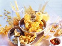 Lots of Different Types of Pasta in Dishes, Tomato Sauce-Ulrike Holsten-Photographic Print