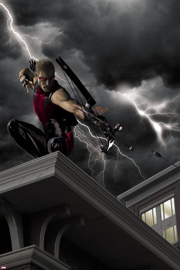 Ultimate Hawkeye No.2 Cover: Hawkeye Crouching and Shooting a Bow and Arrow-Kaare Andrews-Lamina Framed Poster