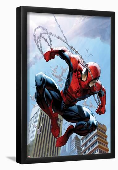 Ultimate Spider-Man No.156 Cover: Spider-Man Jumping-Mark Bagley-Framed Poster