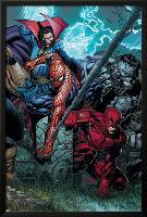 Ultimatum No.4 Cover: Spider-Man, Daredevil, Dr. Strange and Hulk-David Finch-Lamina Framed Poster
