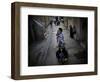 Ultra-Orthodox Jewish Children Cover their Faces as They Play in a Street in Jerusalem-null-Framed Photographic Print