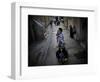 Ultra-Orthodox Jewish Children Cover their Faces as They Play in a Street in Jerusalem-null-Framed Photographic Print