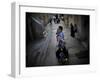 Ultra-Orthodox Jewish Children Cover their Faces as They Play in a Street in Jerusalem-null-Framed Photographic Print