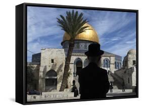 Ultra-Orthodox Jewish Man in the Al Aqsa Mosque Compound, known to Jews as the Temple Mount-null-Framed Stretched Canvas