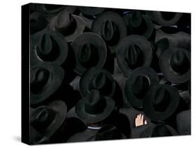 Ultra Orthodox Jewish Men Look on as They Watch the Burial of Prominent Jewish Rabbi Shlomo Wolbe-null-Stretched Canvas