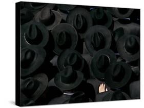 Ultra Orthodox Jewish Men Look on as They Watch the Burial of Prominent Jewish Rabbi Shlomo Wolbe-null-Stretched Canvas