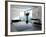 Ultramodern Bathroom Interior with Luxury Furniture and Marble Wall and Panoramic View-PlusONE-Framed Photographic Print