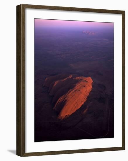 Uluru (Ayers Rock) at Sunrise, Aerial Image-null-Framed Photographic Print