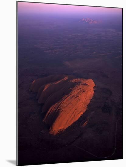 Uluru (Ayers Rock) at Sunrise, Aerial Image-null-Mounted Photographic Print